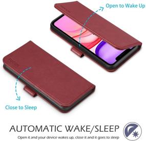 img 1 attached to 💼 TUCCH iPhone 11 Pro Case: Magnetic Wallet with RFID Blocking, Auto Wake/Sleep, Card Slots, Shockproof Interior - Dark Red