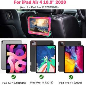 img 3 attached to 📱 Premium iPad Air 4 Case 2020: Rugged Protective Kids Case w/ Pencil Holder, Stand, Hand Shoulder Strap | Suitable for iPad Air 10.9 & iPad Pro 11 | Honeysuckle