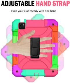 img 1 attached to 📱 Premium iPad Air 4 Case 2020: Rugged Protective Kids Case w/ Pencil Holder, Stand, Hand Shoulder Strap | Suitable for iPad Air 10.9 & iPad Pro 11 | Honeysuckle