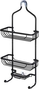 img 4 attached to 🚿 Black Aluminum Shower Caddy Hanging Over Shower Head with 3-Tier Baskets and 2 Hooks - Wide Space Shower Storage Organizer for Shampoo and Soap - 11x4.9x24.8 inches