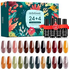 img 4 attached to 🍂 Twilight Forest - 28 Piece Gel Polish Set in Black, Red, Green, Brown | Fall Gel Nail Polish Kit with Glossy & Matte Top Coat, Base Coat | Soak Off Nail Gel Polish DIY Manicure Set for Women | Autumn Collection by Melodysusie