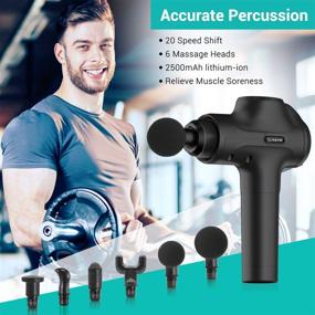 img 3 attached to 💆 QUINEAR Deep Tissue Percussion Massage Gun for Muscle Relaxation, Neck Back Pain Relief - 6 Massage Heads & 20 Speed Levels