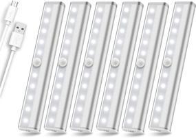 img 4 attached to 💡 Enhance Your Space with the LED Closet Light 10-LED Rechargeable Motion Sensor Cabinet Lights - Wireless Anywhere Stick-On Lighting for Kitchen, Stairs, Wardrobe, Hallway - Set of 6 Packs