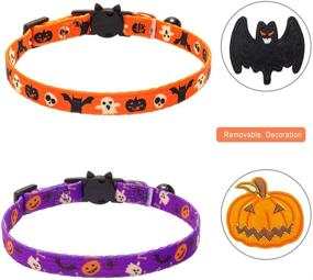 img 2 attached to 🎃 PAWCHIE 2 Pack Halloween Cat Collars: Adorable Adjustable Breakaway Collars with Pumpkin Bat Pattern for Spook-tacular Parties