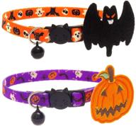 🎃 pawchie 2 pack halloween cat collars: adorable adjustable breakaway collars with pumpkin bat pattern for spook-tacular parties logo