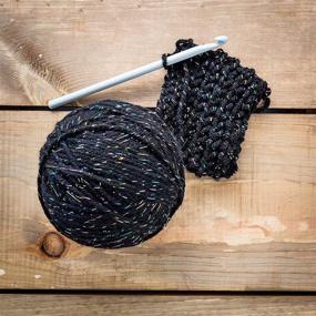 img 2 attached to 🧶 Mary Maxim Starlette Sparkle Yarn “Black” - Medium Worsted Weight Yarn for Knit & Crochet Projects, 98% Acrylic and 2% Polyester, 4 Ply - 196 Yards