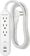 🔌 woods 41025: powerful 250 joules 3-outlet surge protector with long 4' braided fabric cord, usb-a charger, white (2-pack) logo