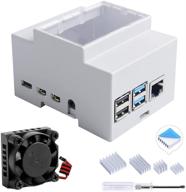 корпус raspberry pi 4 с вентилятором и тепловыми радиаторами: geeekpi din rail модульный ящик для электрических панелей логотип