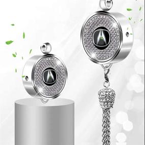 img 4 attached to 🚗 YUNONG Car Logo Perfume Container Freshener Pendant with Elegant Diamond Ornaments - Refreshing Car Air Rearview Mirror Charms