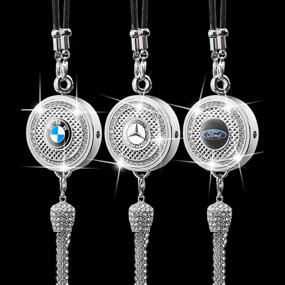 img 3 attached to 🚗 YUNONG Car Logo Perfume Container Freshener Pendant with Elegant Diamond Ornaments - Refreshing Car Air Rearview Mirror Charms