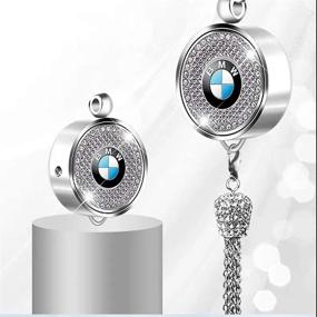 img 1 attached to 🚗 YUNONG Car Logo Perfume Container Freshener Pendant with Elegant Diamond Ornaments - Refreshing Car Air Rearview Mirror Charms