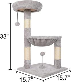 img 3 attached to 🐱 Natural Sisal Cat Scratching Post with Perch and Basket - Dimaka Cat Activity Tree with Teasing Joy Balls, Ideal for Kittens