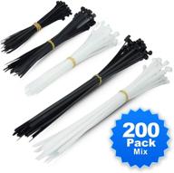 versatile nylon cable wire zip ties - simple deluxe hicbltiemix, 200-pcs of 6+8+12 inch self-locking ties in black & white, 12inch 200pcs, black & white логотип