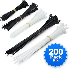 img 4 attached to Versatile Nylon Cable Wire Zip Ties - Simple Deluxe HICBLTIEMIX, 200-PCS of 6+8+12 Inch Self-Locking Ties in Black & White, 12inch 200pcs, Black & White