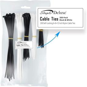 img 3 attached to Versatile Nylon Cable Wire Zip Ties - Simple Deluxe HICBLTIEMIX, 200-PCS of 6+8+12 Inch Self-Locking Ties in Black & White, 12inch 200pcs, Black & White