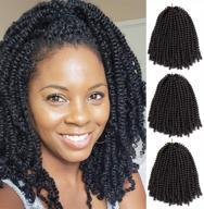 3 packs spring twist hair 8 inch crochet braids hair fluffy bomb twist crochet hair for butterfly locs synthetic braiding hair extensions crochet hair for african-american women (1b) logo