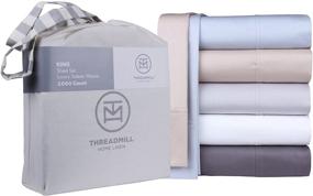 img 2 attached to 🛏️ Threadmill 100% American Supima Luxury Cotton King Sheets, 1000 Thread Count, 4 Piece Bed Sheets Set, Hotel Quality Sateen Weave, Elasticized Deep Pocket, Hotel White Sheets