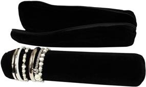 img 1 attached to MOOCA Black Velvet Bracelet Bangle Watch Roll: Travel Organizer with Removable Roll Insert for Standard Size Bracelets & Bangles