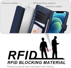 img 2 attached to 🔵 Premium Genuine Leather Wallet Case for iPhone 11 6.1" with RFID Blocking & Viewing Stand - Blue