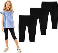 tegeek toddler/little girls basic capri stretch leggings: trendy summer print pants logo