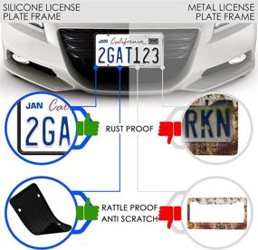 img 3 attached to 🚗 Силиконовая рамка для номерного знака для автомобилей - черная, 12 дренажных отверстий, против коррозии, не дребезжит, универсальное крепление для автомобильного номерного знака