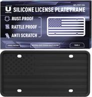 🚗 silicone license plate frame for cars - black, 12 drainage holes, rust-proof, rattle-proof, anti-scratch universal car tag holder logo