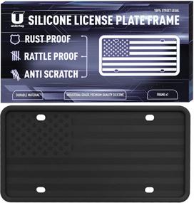 img 4 attached to 🚗 Silicone License Plate Frame for Cars - Black, 12 Drainage Holes, Rust-Proof, Rattle-Proof, Anti-Scratch Universal Car Tag Holder