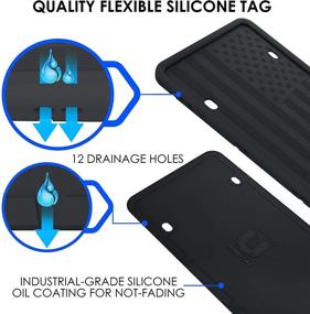 img 2 attached to 🚗 Silicone License Plate Frame for Cars - Black, 12 Drainage Holes, Rust-Proof, Rattle-Proof, Anti-Scratch Universal Car Tag Holder
