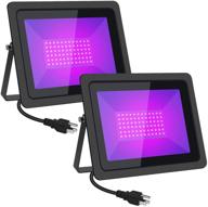 🔦 2 pcs 100w led black purple lights - black light floodlight with plug and 6ft cable, perfect for blacklight party, stage lighting, aquarium, body paint, fluorescent poster, neon glow in the dark night logo