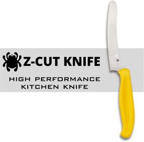img 3 attached to 🔪 Высокопроизводительный кухонный нож Spyderco Z-Cut с 4,3-дюймовым тупым лезвием - прочная желтая рукоятка - K13PYL