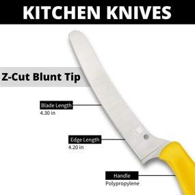 img 1 attached to 🔪 Высокопроизводительный кухонный нож Spyderco Z-Cut с 4,3-дюймовым тупым лезвием - прочная желтая рукоятка - K13PYL