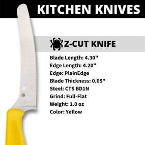 img 2 attached to 🔪 Высокопроизводительный кухонный нож Spyderco Z-Cut с 4,3-дюймовым тупым лезвием - прочная желтая рукоятка - K13PYL