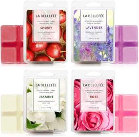 img 4 attached to LA BELLEFÉE Floral Wax Candles Melts - Rose, Lavender, Jasmine, Cherry Scented Wax Cubes for Spa, Bath, Yoga - Natural Soy Wax Melts (4x2.5oz)