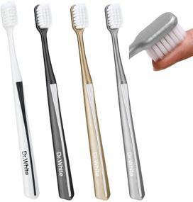 img 4 attached to 🪥 Premium 10000 Bristle Micro Nano Toothbrush - Ideal for Sensitive Teeth and Gums, Gentle Soft Silko Brush for Adults, Including those with Braces - Set of 4