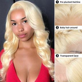 img 1 attached to 👩 20-inch 613 Blonde Lace Front Wigs Human Hair - Body Wave Pre Plucked with Baby Hair - 150% Density Lace Front Wigs Human Hair 613 Color - 13x4 Lace Front Wigs