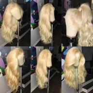 👩 20-inch 613 blonde lace front wigs human hair - body wave pre plucked with baby hair - 150% density lace front wigs human hair 613 color - 13x4 lace front wigs logo