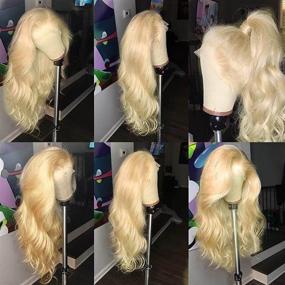 img 4 attached to 👩 20-inch 613 Blonde Lace Front Wigs Human Hair - Body Wave Pre Plucked with Baby Hair - 150% Density Lace Front Wigs Human Hair 613 Color - 13x4 Lace Front Wigs