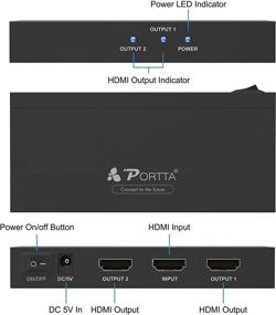 img 2 attached to 🔌 Enhanced Portta Premium HDMI Splitter 1X2: V2.0, HDCP Key, 4Kx2K@60Hz, EDID HDCP2.2