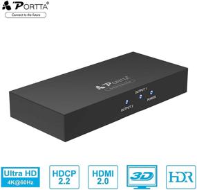 img 4 attached to Усовершенствованный Портта Премиум HDMI сплиттер 1X2: V2.0, HDCP ключ, 4Kx2K@60Гц, EDID HDCP2.2