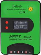 beleeb 12v/24v 20a mppt solar charge controller with 75v maximum input, pv limited power input, built-in operation log a, and temperature compensation logo