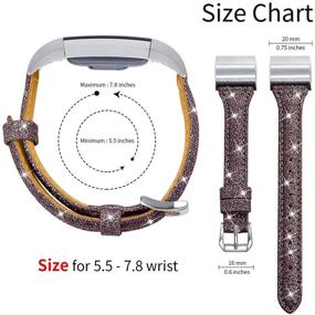 img 1 attached to 🏼 Joyozy Leather Band for Fitbit Charge 2 - Slim Classic Genuine Leather Wristband Fitness Strap for Women (Glitter Coffee with Silver Buckle) - Replacement Bands