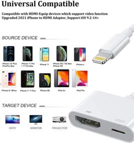 img 1 attached to Apple MFi Certified Lightning to HDMI Adapter for iPhone iPad - 1080P Digital AV Adapter with Charging Port and Sync Screen Converter for HD TV, Projector, Monitor