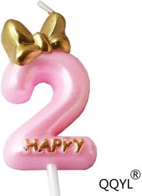 img 3 attached to 🎂 QQYL Pink 2 Candle Birthday Girl, Purple Second 2nd Birthday Candle Girl Cake Topper, Number 2 Gold Cake Topper, 2th Birthday Party Decoration (08 Number 2)