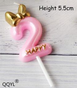 img 2 attached to 🎂 QQYL Pink 2 Candle Birthday Girl, Purple Second 2nd Birthday Candle Girl Cake Topper, Number 2 Gold Cake Topper, 2th Birthday Party Decoration (08 Number 2)