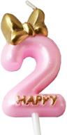 🎂 qqyl pink 2 candle birthday girl, purple second 2nd birthday candle girl cake topper, number 2 gold cake topper, 2th birthday party decoration (08 number 2) logo