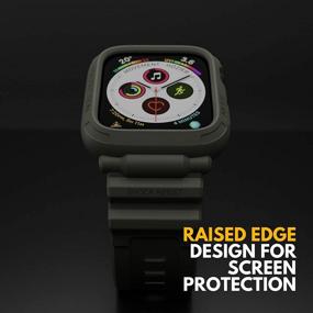 img 2 attached to 🌲 Elkson Apple Watch Series 6 SE 5 4 Bumper Case Band 44mm | iWatch Quattro Pro Series | Защита от падения | Прочный военного класса | Защитный TPU - устойчив к ударам и грязи | Мужчины 44 мм | Темно-зеленый