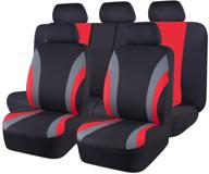 🚗 car pass line rider universal fit car seat cover: breathable, 11pcs set with airbag compatibility - black and red logo