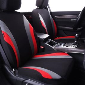 img 1 attached to 🚗 CAR PASS Line Rider универсальная подгоняемая сиденье автомобиля: дышащий, комплект из 11 предметов, совместимый с подушкой безопасности - черный и красный