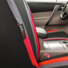 img 2 attached to 🚗 CAR PASS Line Rider универсальная подгоняемая сиденье автомобиля: дышащий, комплект из 11 предметов, совместимый с подушкой безопасности - черный и красный