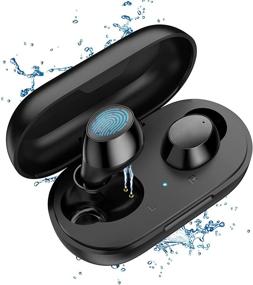 img 4 attached to 🎧 Беспроводные наушники Lanteso S21: Bluetooth 5.2 TWS влагозащищенные наушники IPX7 с шумоподавлением, микрофонами и сенсорным управлением для спорта и дома.